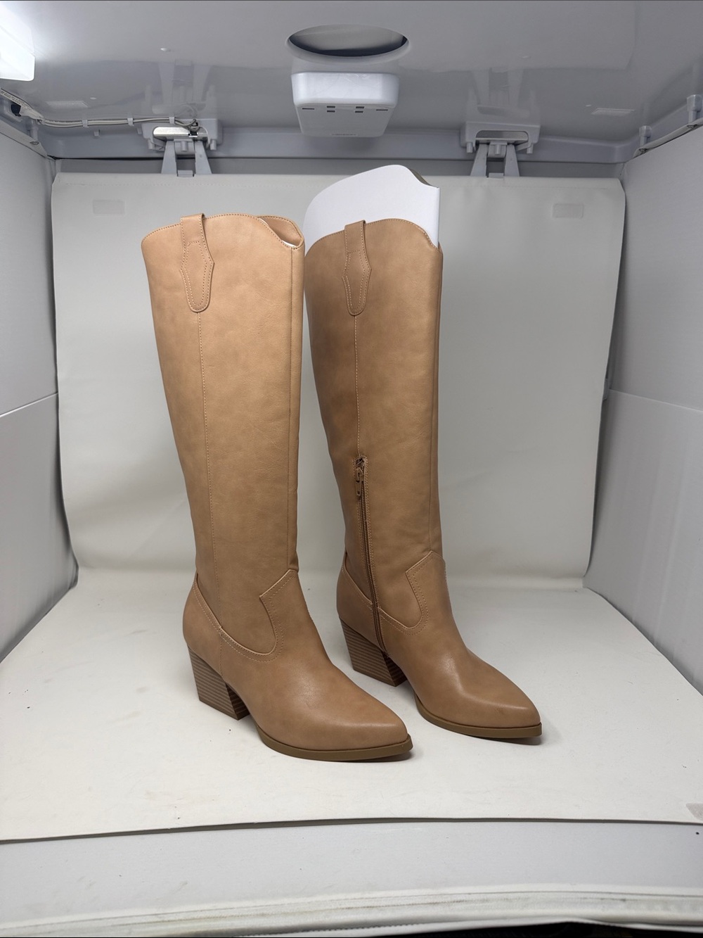 Sleek Over-the-Knee Block Heel Boots - Tan